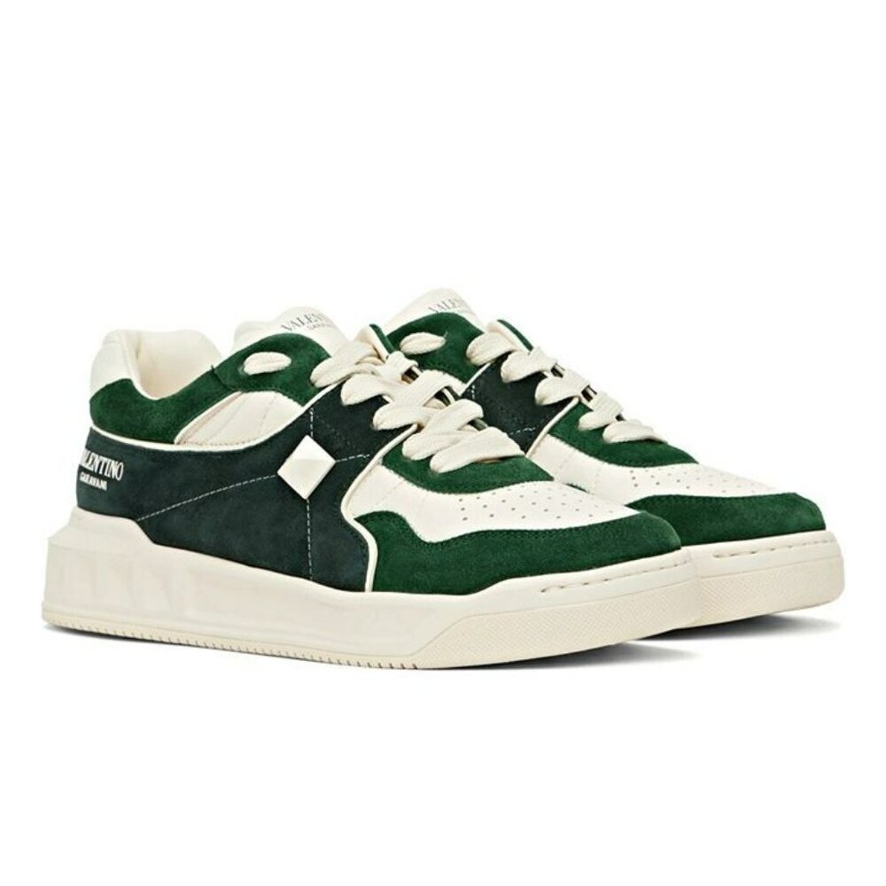 NWOB Valentino Garavani Men's Green Suede One Stud Trainers Size 46 (MSRP $980)